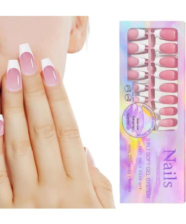 Daily Press on False Nails Artificial Full French Nails for Women | Products for Wedding Gathering Home Dating Traveling 01 - Buy Online on GoSupps.com