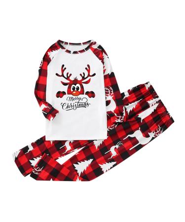 Family Matching Sets Christmas Top and Pants Women Men Kid Suit Festival Merry Christmas Plaid Print Homewear Set 7-kid-black 10Y