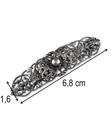 Rivelle Vintage Silver Hair Clip for Ladies - 6.8 cm Traditional Wedding Hair Accessory - Buy Online on GoSupps.com