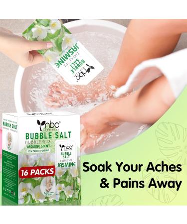 Pedicure Kit Foot Soak Set - Jasmine Bubble Salt for Home Pedicure Supplies and Foot Care - 16 Packs A Box - Buy Online on GoSupps.com