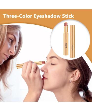 3-Color Cream Eyeshadow Stick: Eyeshadow Stick Eyeshadow Pencil | Waterproof Cream Eyeliner Pencil Pastel Eyeshadow Eyeshadow Stick - Buy Online on GoSupps.com