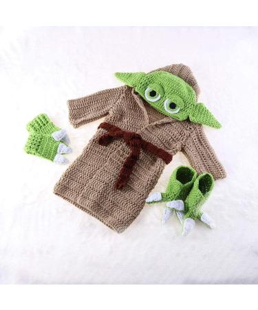 Handmade Crochet Star Wars Yoda Baby Costume Set - Newborn Photography Prop in Green - Buy Online on GoSupps.com