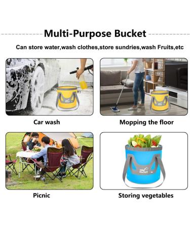 IFWELL Collapsible Bucket 5 Gallon Portable Folding Basin Pail - Blue Yellow 20L-12L - Buy Online on GoSupps.com