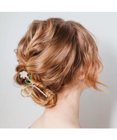 White Lily Metal Hair Claws - Strong Hold Claw Clips for Thick Hair | Lusofie Flower Hair Accessories - Buy Online on GoSupps.com