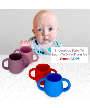 SiliLife Silicone Baby Cups 2 Pack | BPA Free & Food-Grade Safe | Easy-Grip Handles for Self-Feeding | Electric Blue/Coral Red - Buy Online on GoSupps.com
