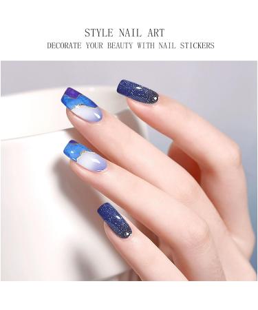 JMEOWIO Gel Nail Stickers Purple Glitter Marble Semi Cured Gel Nail Strips Wraps UV/LED Nail Supplies Nail Art Design Decoration Accessories - Buy Online on GoSupps.com