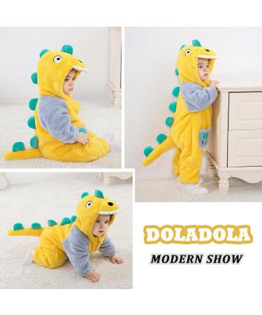 Doladola Baby Romper | Dalmatians Onesie Jumpsuit for Newborns | Yellow Dino Design | 6-12 Months - Buy Online on GoSupps.com
