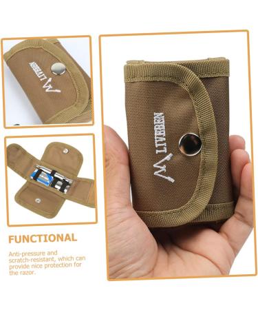 Buy Minkissy Portable Nail Razor Brush Organizer - Travel Beard Bearing Safety Double Blades Holder - Khaki - 11x7cm - Buy Online on GoSupps.com