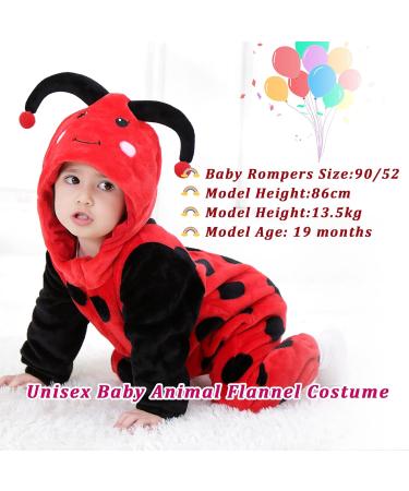 Doladola Unisex Baby Ladybug Hooded Romper | Toddler Jumpsuit 0-3 Months - Buy Online on GoSupps.com