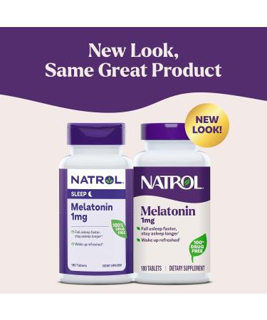 Natrol Melatonin Tablets 1mg 180 Count - Fall Asleep Faster, Stay Asleep Longer, Strengthen Immune System - 100% Vegetarian - Buy Online on GoSupps.com