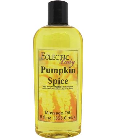 Pumpkin Spice Massage Oil 8 oz With Sweet Almond Oil and Jojoba Oil Preservative Free Perfect for Aromatherapy and Relaxation 8 Ounce