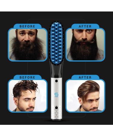 3-in-1 Beard Straightener Brush with Balm & Growth Oil | Perfect Gift for Men & Women - Buy Online on GoSupps.com