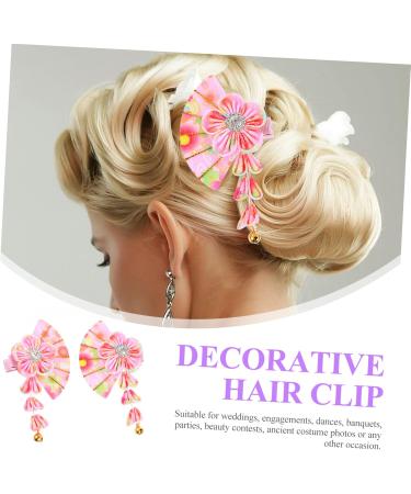 MAGICLULU 3 Pairs Hairpin Fringe Outfit Crystal Decor Hanfu Hair Hair Accessories Hair Accessories for Hair Pin Bell Hair Clamps Miss Clothing Alloy Pink Wedding - Buy Online on GoSupps.com