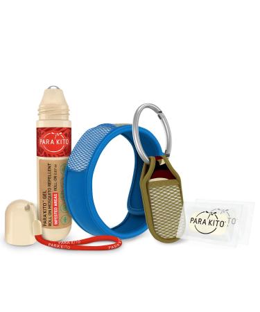 PARA'KITO Mosquito Repellent Bundle - 1 Roll-on | 1 Wristband | 1 Clip (Roll-on + Blue + Camo) Roll-on /Blue/Camo