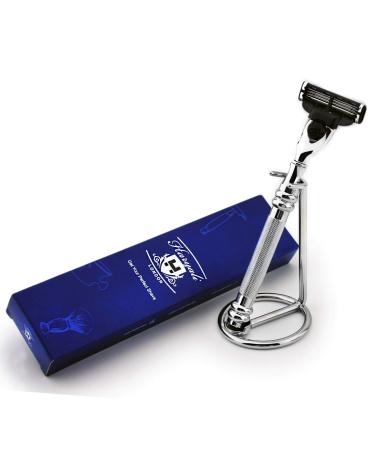 Haryali London Dreikant -compatible razor & shaving stand made of stainless steel - premium selection for the razor - perfect for wet shaving - ideal as a gift