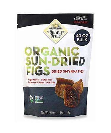 Organic Dried Smyrna Figs 40oz Bulk Bag | Tender & Juicy - NO Added Sugars, Sulfurs or Preservatives | ALLERGEN-FRIENDLY, VEGAN, KOSHER & HALAL 2.5 Pound (Pack of 1)