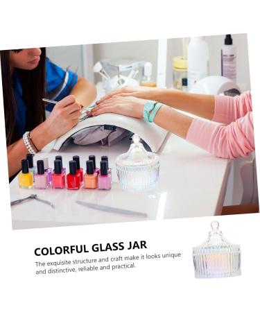 minkissy Manicure Cup with Lid Glass Container with Lid Glass Candy Jars with Lids Nail Art Brush Glass Tumbler with Lid Glass Storage Jars with Lids Nail Crystal Bowl Jam Ice Cream Bowl - Buy Online on GoSupps.com