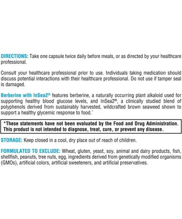XYMOGEN Berberine with InSea2 - Berberine Supplement 500mg - Daily Metabolic Support Supplement - Wildcrafted Brown Seaweed Polyphenols - Support Wellness & Digestive Balance (60 Capsules) - Buy Online on GoSupps.com