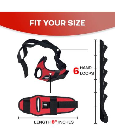 RIMSports Foot & Calf Stretcher Strap - Plantar Fasciitis Relief | Achilles Tendonitis Aid | Hamstring & Leg Stretching Straps for Dancers and Yoga - Red - Buy Online on GoSupps.com