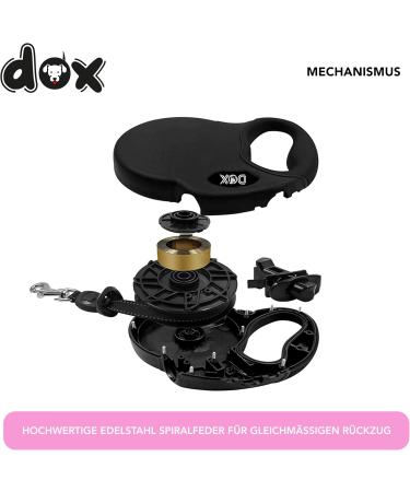 DDOXX Dog Leash - Reflective Nylon Bite-Proof 5m Roller Lock System Pink - Durable for Dogs Up to 50kg - Buy Online on GoSupps.com