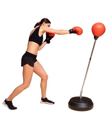 Protocol Punching Bag with Stand - for Adults & Kids - Punching Bag with Stand Plus Boxing Gloves - Adjustable Height Stand - Standard Punching Bag