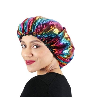 Satin Silk Sleep Cap for Curly Hair | Large Reversible Bonnet for Braids & Big Hair | Adjustable & Moisturizing | Purple - One Size - Buy Online on GoSupps.com