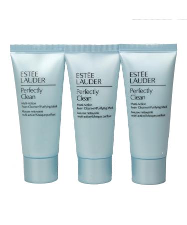Pack of 3 x Estee Lauder Perfectly Clean Multi-Action Foam Cleanser/Purifying Mask, 1 oz each Sample Size Unboxed