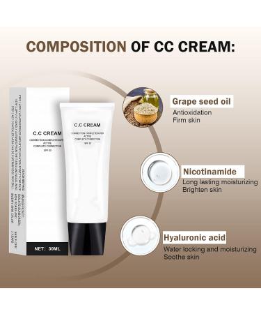 CC Cream SPF 50 Foundation for Mature Skin | Moisturizing Primer & Sunscreen | Color Correcting Tinted Moisturizer for Face | Concealer & Brightening | 1.05 oz (2pcs) - Buy Online on GoSupps.com