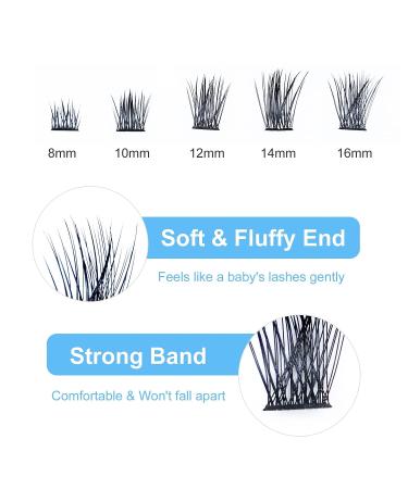 Diy False Eyelash Extensions 120 Pcs Mixed Lash Clusters - Natural Look Wispy Lashes 8-16mm - Buy Online on GoSupps.com