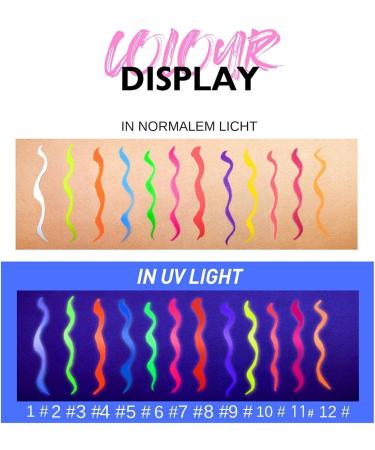  Veeteah Liquid Eyeliner Colorful Liquid Eyeliner | Colorful Glitter Eyeliner 12 Colors Glitter Face Glitter Eyeliner Pigment Graphic Liner Neon UV Liquid Eyeliner Set for Women - Buy Online on GoSupps.com
