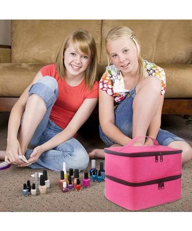 Richolyn Nail Polish Organizer - Travel Double-Layer Case for 30 Bottles | Stylish Pink Nail Dryer & Storage Solution - Buy Online on GoSupps.com
