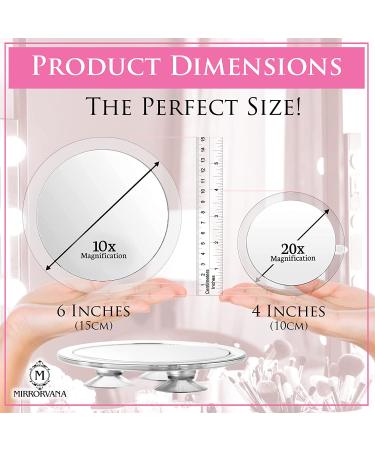 20X & 10X Magnifying Mirror Set with Suction Cups - Travel Ready, 6-Inch & 4-Inch - Buy Online on GoSupps.com