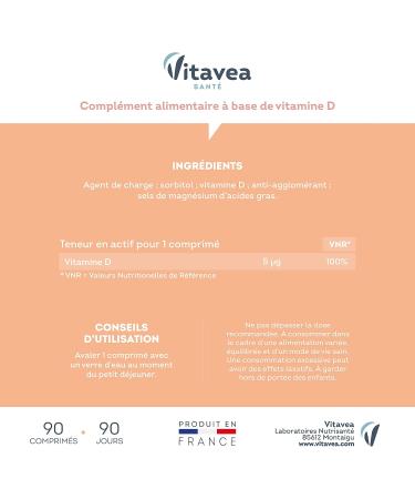 Vitavea Vitamine D 90 Comprim s 1 unit (Lot de 1) - Buy Online on GoSupps.com