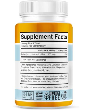 Potassium Iodide 150mg Tablets for Thyroid Support - YODO Naciente Iodine Supplement - Buy Online on GoSupps.com