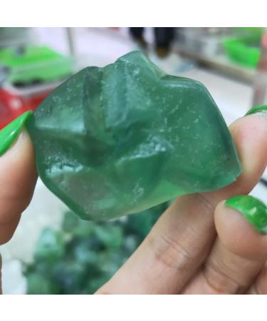 Crystal Rough Natural Green Fluorite Quartz Crystal Stone Rock Rough Polished Gravel Specimen Natural Crystals Decoration - (Size: 80-120g)