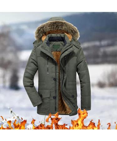 Hanxiulin Oversized Men's Fleece Jacket - Warm Lined Outdoor Coat with Hood - Army Green XXL - Buy Online on GoSupps.com