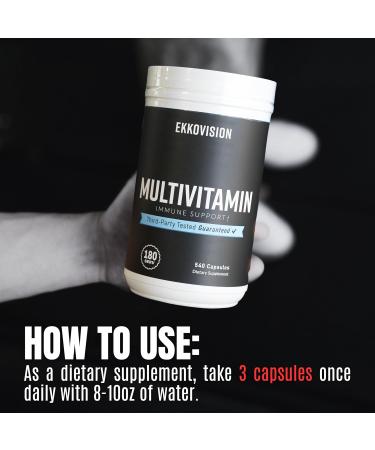 Ekkovision Multivitamin Includes Vitamin B C E D3 & K2 Zinc Selenium Biotin & Folic Acid Iron Free Formula Plant Based Multi Vitamin for Men & Women 90 Servings 270 Veggie Capsules 270 Count (Pack of 1) - Buy Online on GoSupps.com