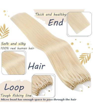 Ugeat Microring Extensions - Real Hair 45 cm 50g Platinum Blonde #60 - 50 Strands - Buy Online on GoSupps.com