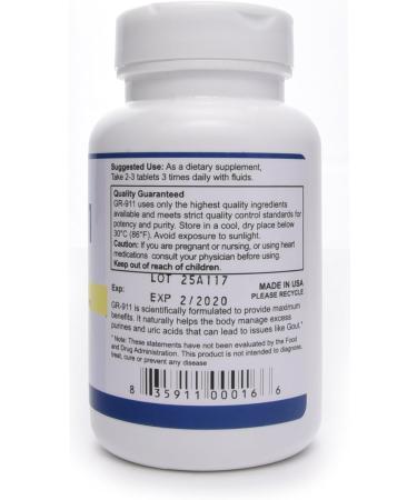 GR-911 Uric Acid Cleanse & Joint Support Supplement - Reduce Inflammation with Natural Formula | 90 Tablets - Buy Online on GoSupps.com