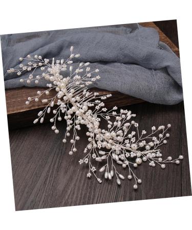 Housoutil Braided Pearl Hair Comb Wedding Hair Comb Diamond Headpiece Hair Clip for Wedding Flower Hair Pins Bridal Headpiece Rhinestone Headpiece Iron Wire White Hair up Bride Modeling - Buy Online on GoSupps.com