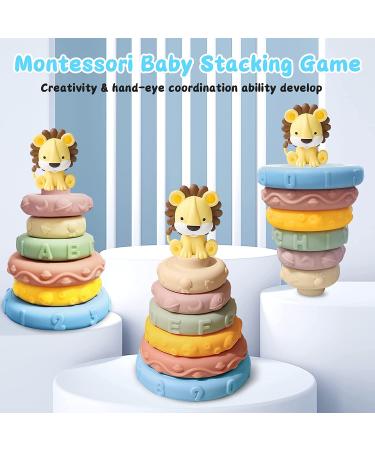 Baby Stacking Toys Ring Stacker 7pcs - Montessori Brain Development - Soft Teething & Sensory Stackable Toys for 1 Year Old Boys & Girls - Buy Online on GoSupps.com