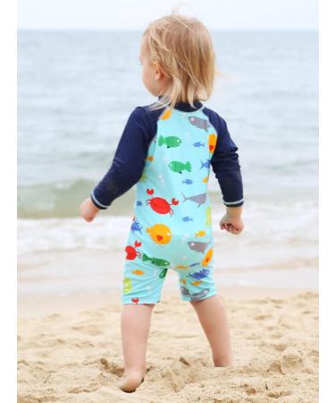 HUAANIUE Baby Girls One Piece Long Sleeve Swimwear UPF 50+ | 6M-6Y | Boys Bathing Beachwear | 1-2 Years | Sea Life Design - Buy Online on GoSupps.com