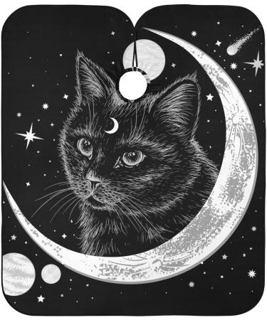 Waterproof Barber Cape - Black Cat & Moon Cheetah Haircut Bib for Men & Women | Unisex Hair Cutting Cape - Buy Online on GoSupps.com