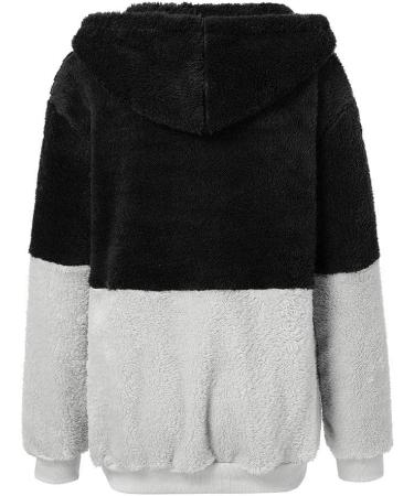 Bigfanshu Womens Long Sleeve Tops Hooded Sweatshirt Winter Warm Zipper Pocket Pullover Blouse Shirts Black - Buy Online on GoSupps.com