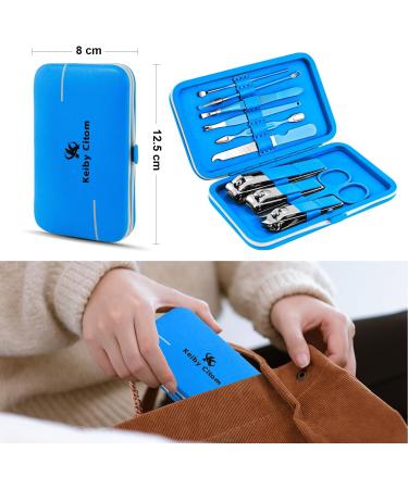 10pcs Professional Manicure Set - Stainless Steel Nail Clippers & Pedicure Tools for Travel (Blue) - Buy Online on GoSupps.com