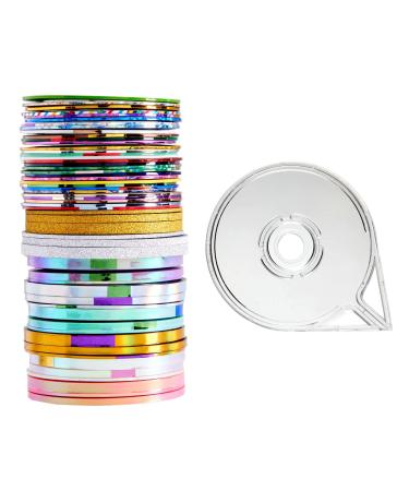 Metallic Nail Art Striping Tape with 12 Dispensers (3 Sizes, 54 Rolls)