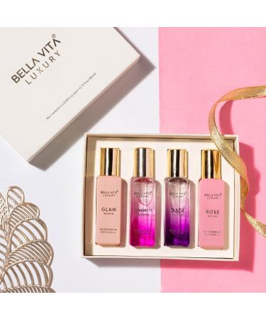 Bella-Vitaa Luxury Woman Eau De Parfum Gift Set 4x20 ml for Women with Date Senorita Glam Rose Perfume|Floral Fruity Long Lasting EDP Fragrance Scent - Buy Online on GoSupps.com