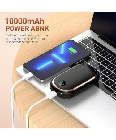 10000mAh Rechargeable Electric Hand Warmer & Power Bank | Fast Heating | Double-Sided | 3-in-1 | Digital Display | Sunset Light - Black - Buy Online on GoSupps.com