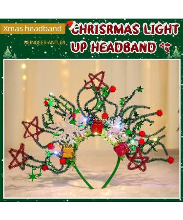 Runmi Christmas Light Up Headband LED Flashing Snowflake Christmas Headbands Lighting Star Hair Band Christmas Costume Hair Accessories for Women and Girls - Buy Online on GoSupps.com