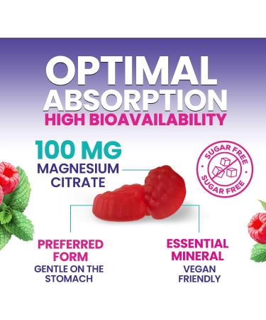 Magnesium Citrate Gummies - Sugar Free - High Bioavailability High Absorption Magnesium Gummies Supplement Improved Vegan Formula - Supports Bones Muscles & Relaxation Mag Citrate Gummy 60 Count - Buy Online on GoSupps.com